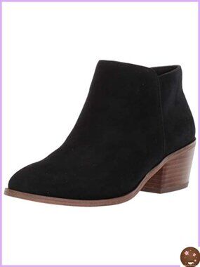 Women's Low Heel Ankle Boots with Side Zipper and Stacked Block Heel